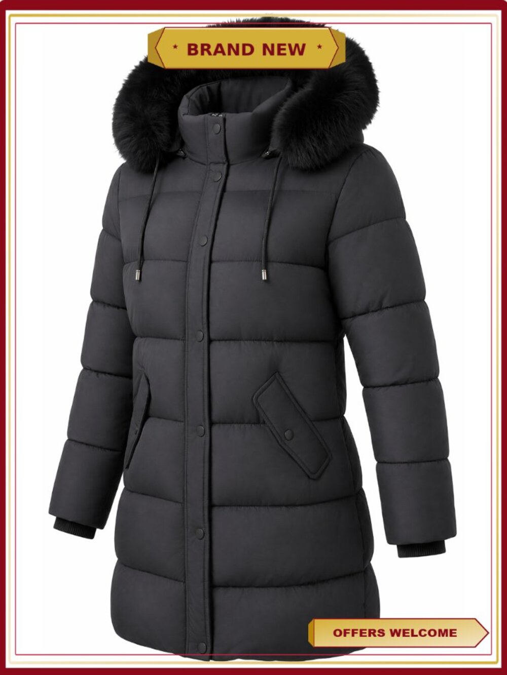 Women's Waterproof Thicken Hooded Down Puffer Jacket Winter Warm